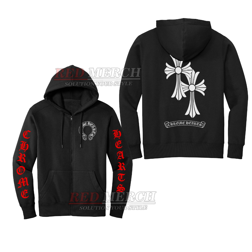 RedMerch// Jaket Hoodie zipper chrome hearts 002