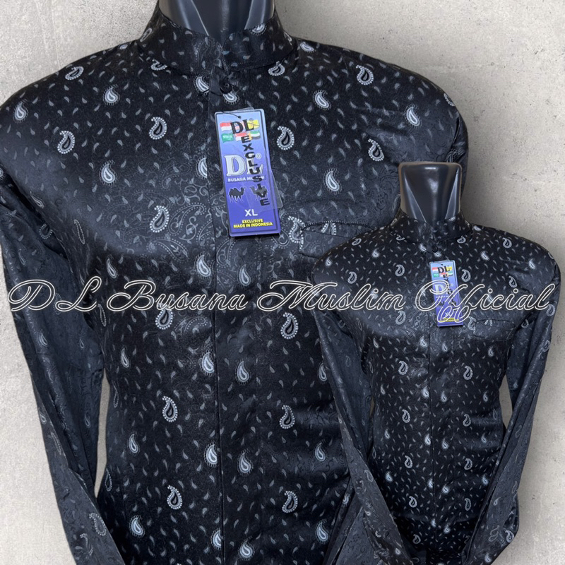 Kemeja Koko Pria WARNA HITAM Motif KEONG,Baju Muslim Pria Lengan Panjang, Baju Koko Pria, Baju Musli