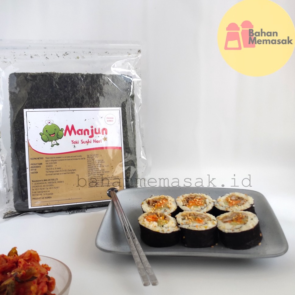 

[ΩR60➤] Manjun Yaki Sushi Nori Seaweed Rumput Laut untuk Gimbab Korea/ Sushi Halal isi 5 lembar Berkah Shopee