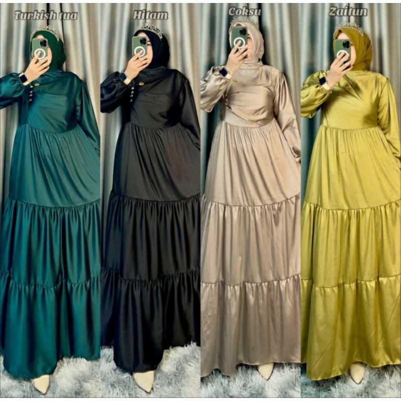 GAMIS POLOS New SHEILLA SILK DRESS // GAMIS MUSLIMAH MODERN// dress Silk premium Bahan Adem nyesss