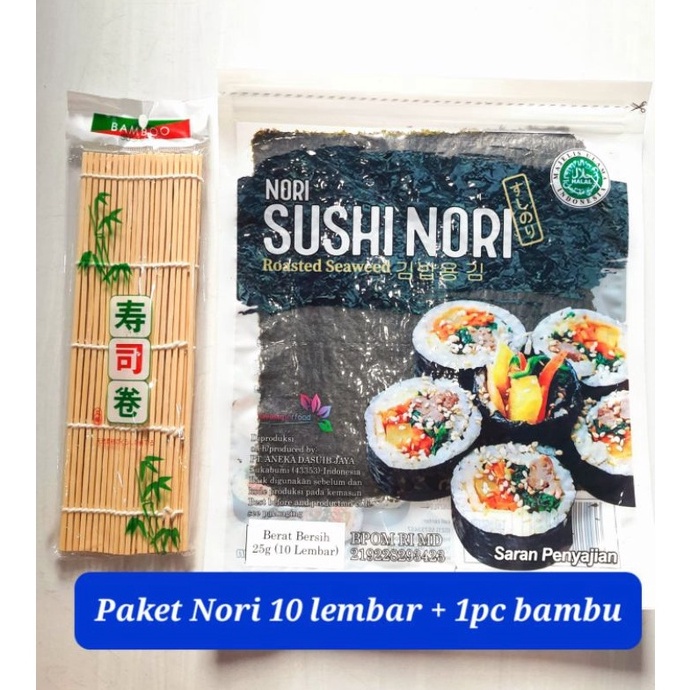 

Buru4n Beli Paket Nori sushi 10 lembar + bambu sushi dan nori isi 5 + bamboo sushi Sushimat halal driedseaweed rumput laut seaweed Spesial Murah