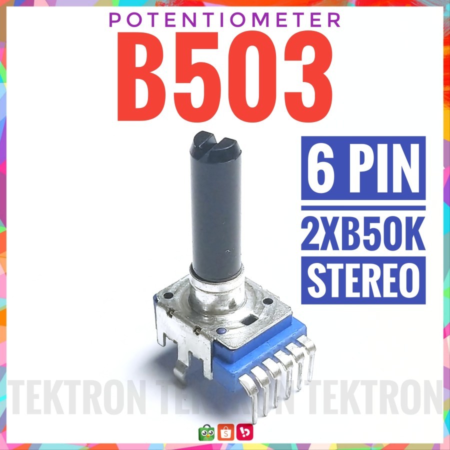 Potentiometer B503 Stereo B50K Potensio 50K 503 Mixer Amplifier Audio