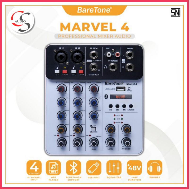 Mixer Audio Baretone Max Marvel 4 Professional Mixer 4 Channel
