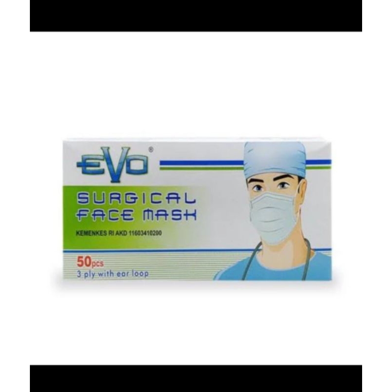 Evo masker surgical face mask 3ply isi 50 pcs