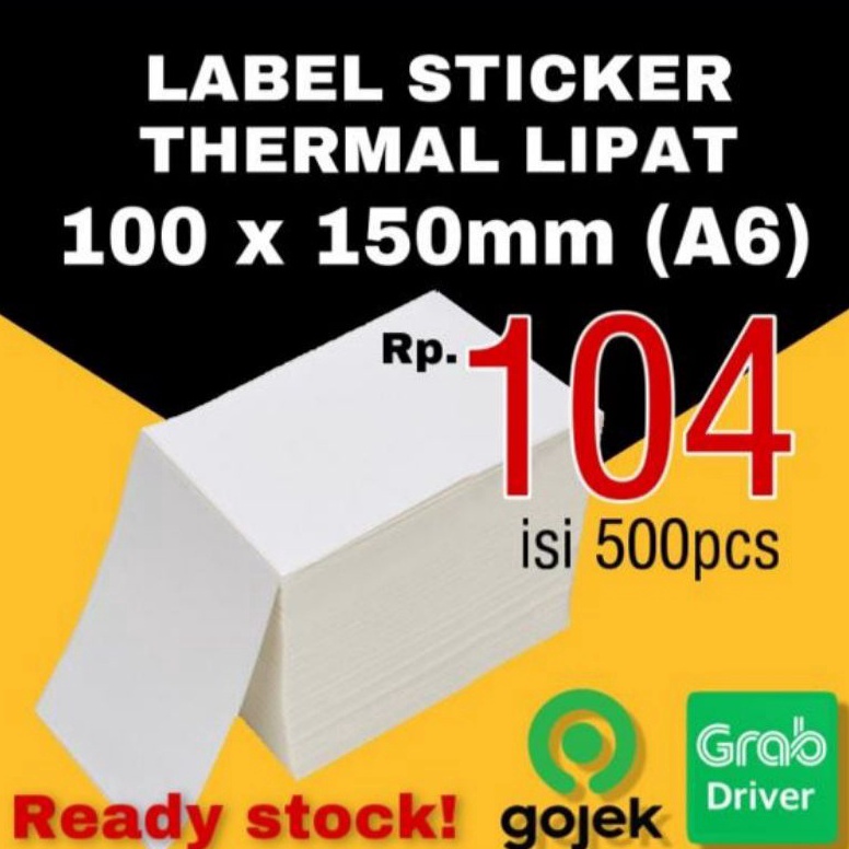 

[Produk DC58] KERTAS STICKER LABEL THERMAL LIPAT 100x150 BARCODE A6 8s0c7