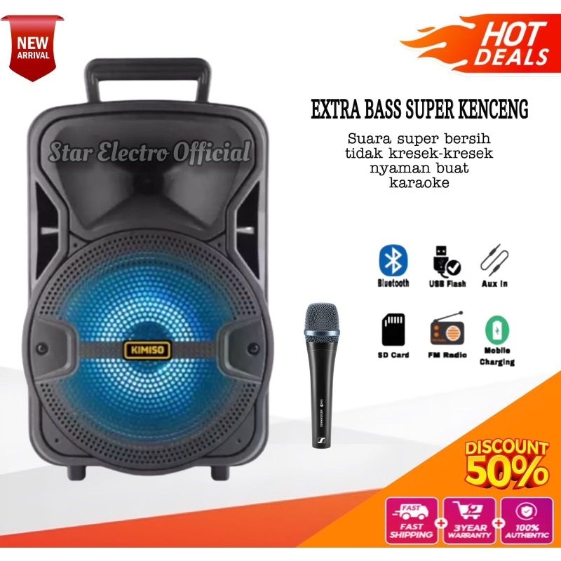 COD Speaker Bluetooth Karaoke Gratis Mic Full Bass Suara Kenceng Bersih / Salon Spiker Aktif Polytro