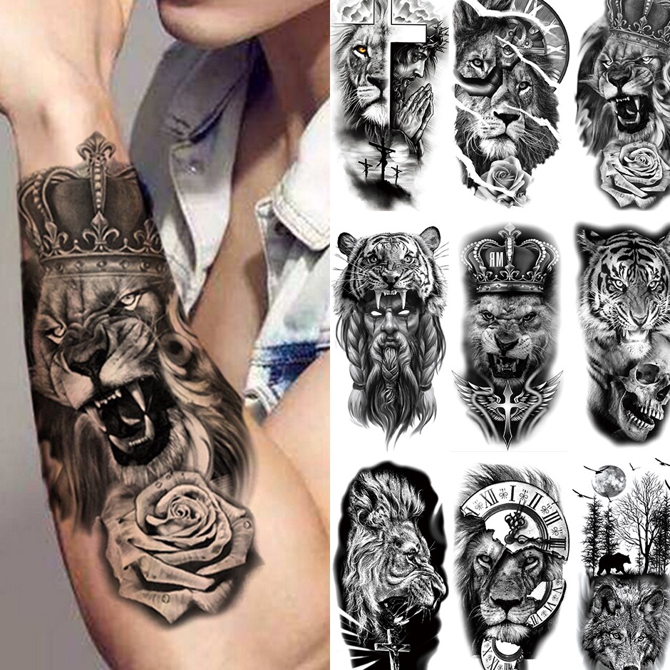 NDNK8529 (D2289) 【BTI】Warna Sementara Tato Palsu Hewan Tahan Air Stiker Tato Hewan Bunga Wanita Tato