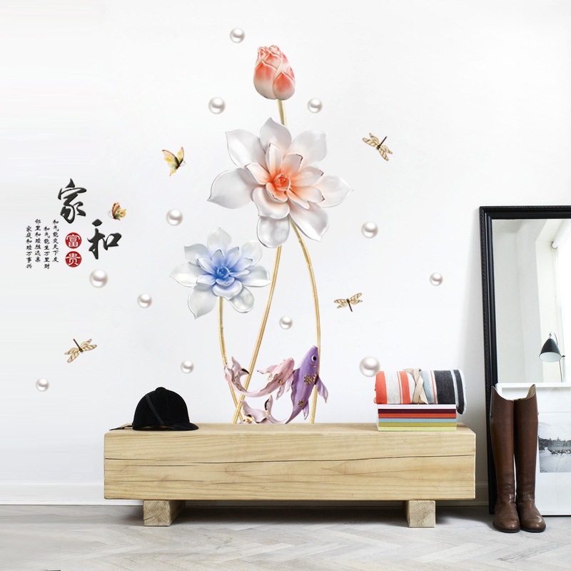 Reliza Wall Sticker Pearls Flowers Bunga Bloosome Imlek Chinese Stiker Dinding
