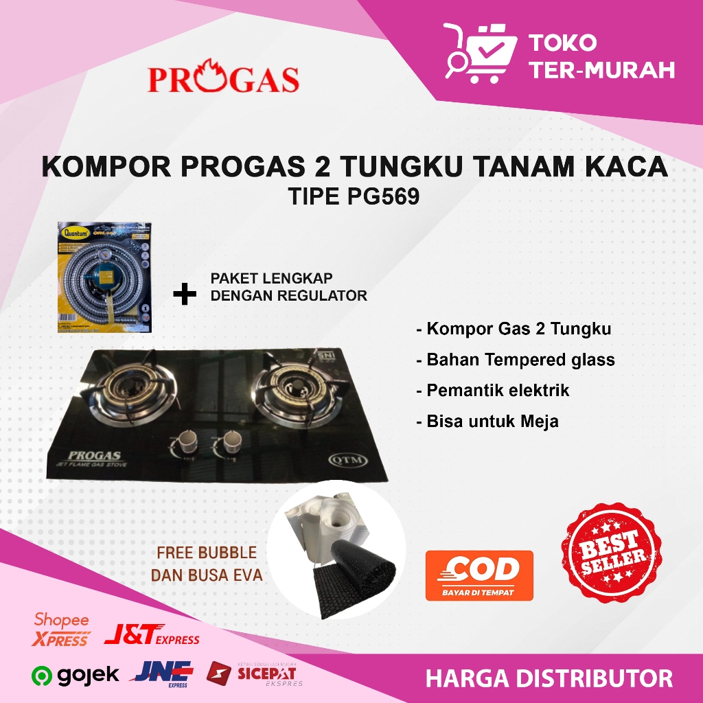 PROGAS KOMPOR 2 TUNGKU TANAM KACA PG569