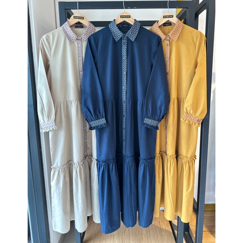 Mono midi dress korina/dress terbaru/midi dress/dress casual