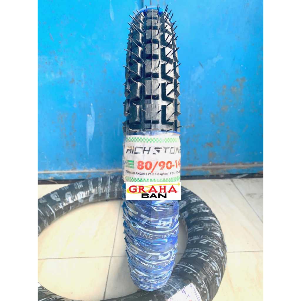 BAN MOTOR TRAIL RICH STONE 80/90-14 BAN MOTOR RING 14 TUPE TYPE/BUKAN TUBLESS Ban Luar 80/90-14 Ban 