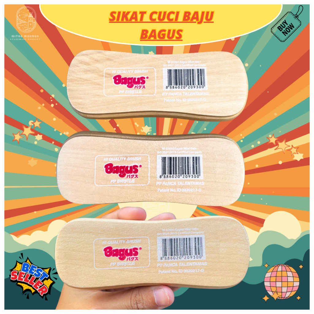 RB BAGUS - SIKAT BAJU KAYU MERK BAGUS SIKAT CUCI PAKAIAN SERBAGUNA BULU LEMBUT TYPE 930