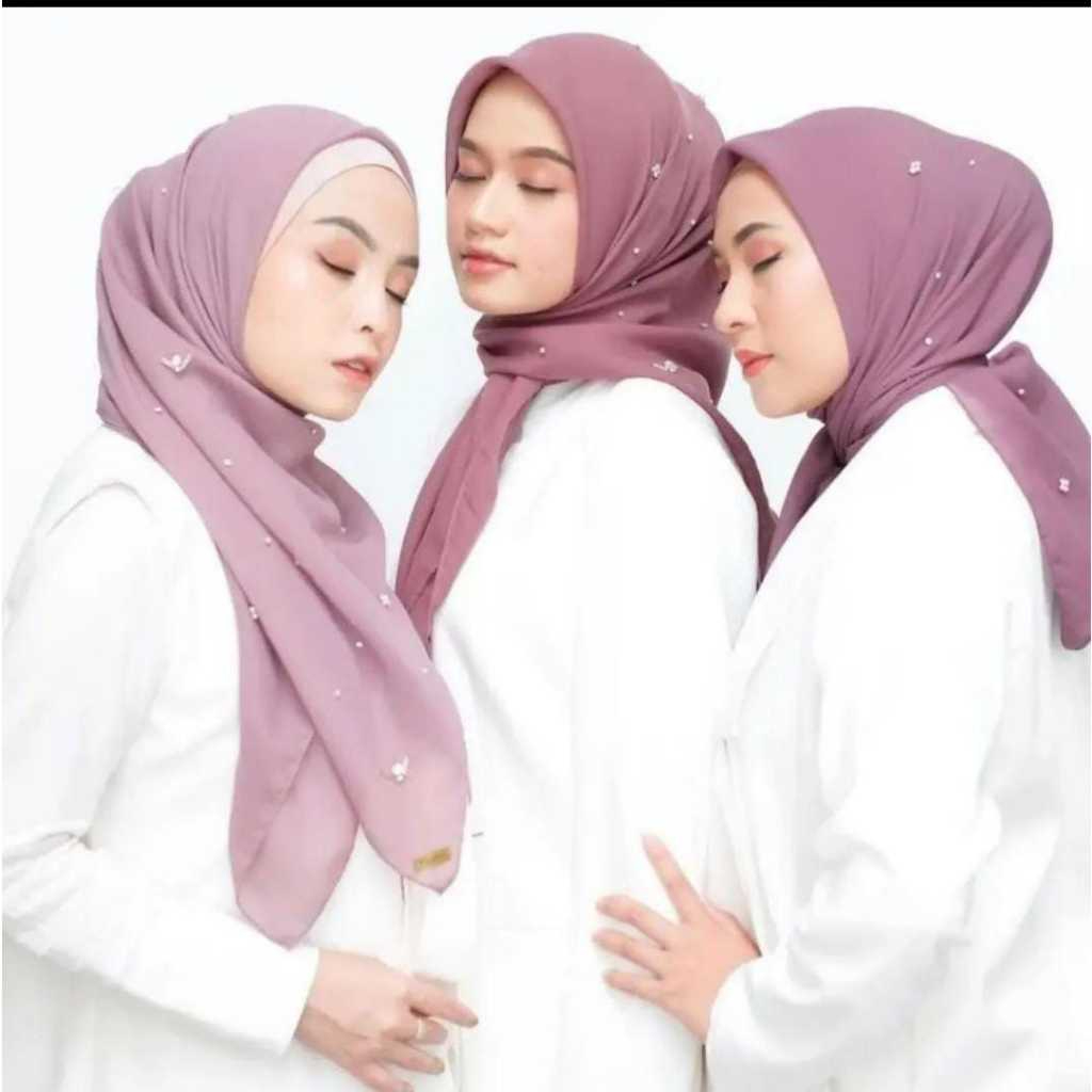 Hijab Segiempat Bella Raya Square Payet Swarovski Tabur Polycotton Premium