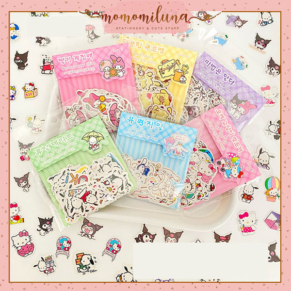 

1 set isi 100 pcs sticker karakter sanrio lucu cute cinnamo kitty kuromi melody MK1603