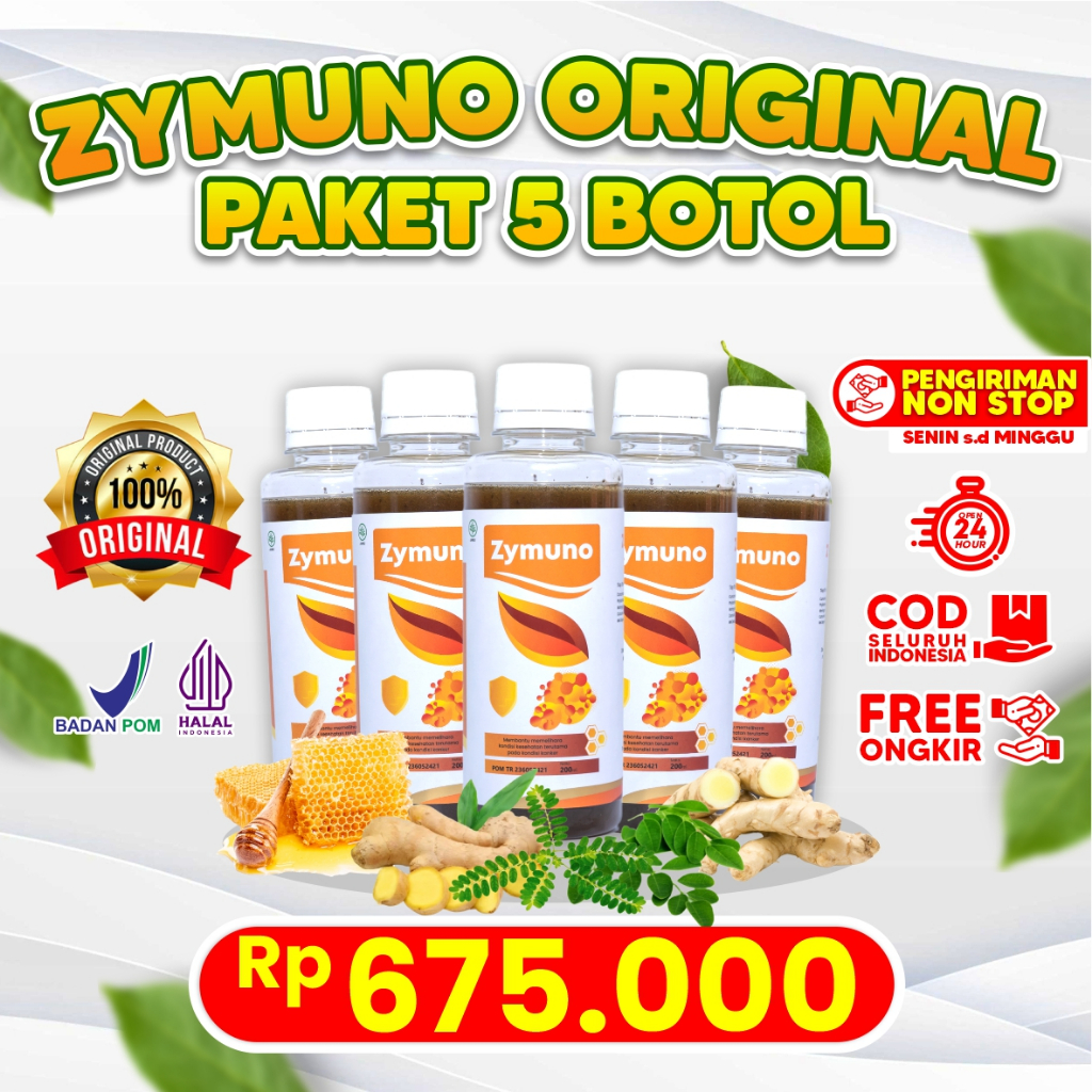 

ZYMUNO PAKET 5 BOTOL - Original Distrinutor Resmi Herba Herbal Brantas Radikal Bebas Halal BPOM