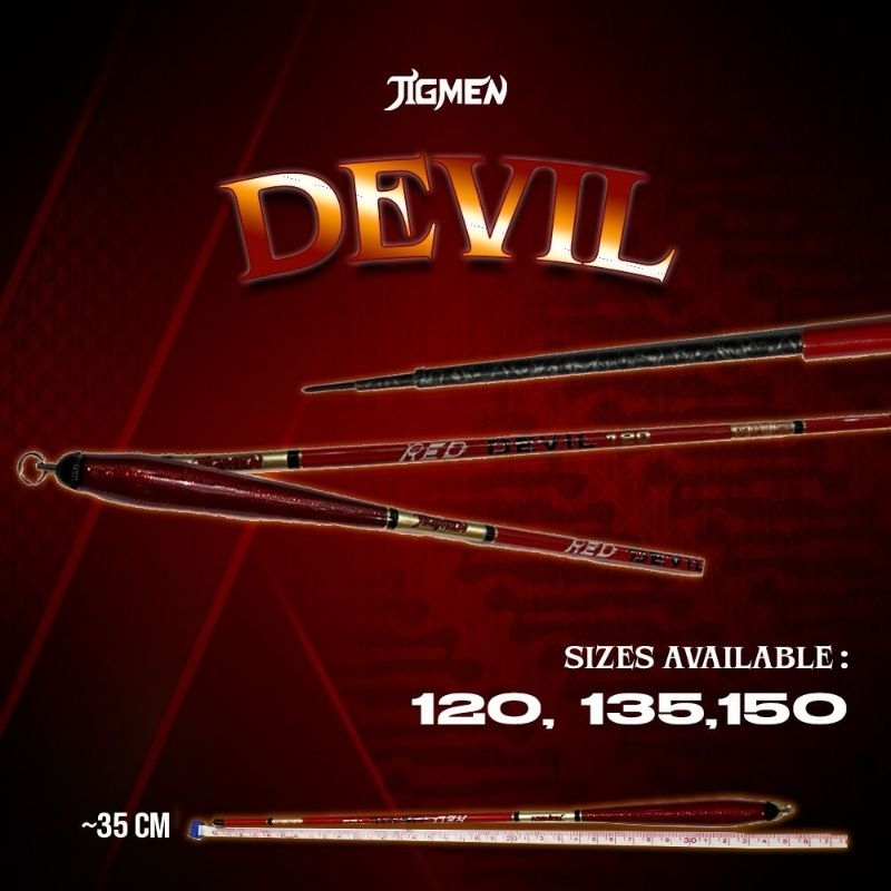 Joran Tegek Micro Fishing JIGMEN RED DEVIL Action Lentur Tersedia Ukuran 120cm 135cm 150cm