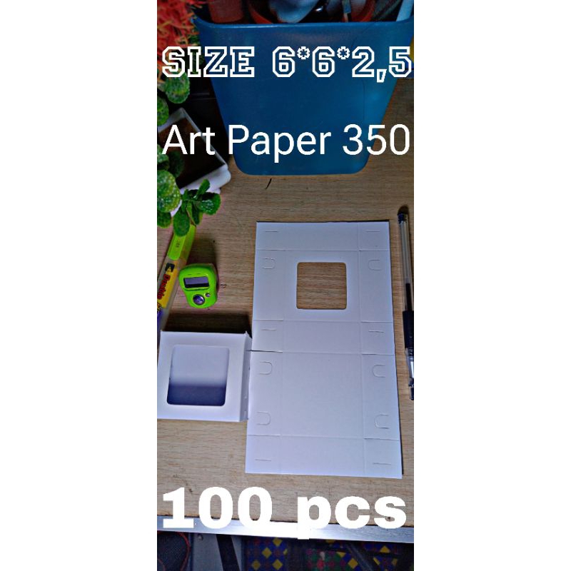

box souvenir / paper box 6*6*2,5 dus packing tasbih bros box mika *Art Paper 350 gsm ( 100 pcs )