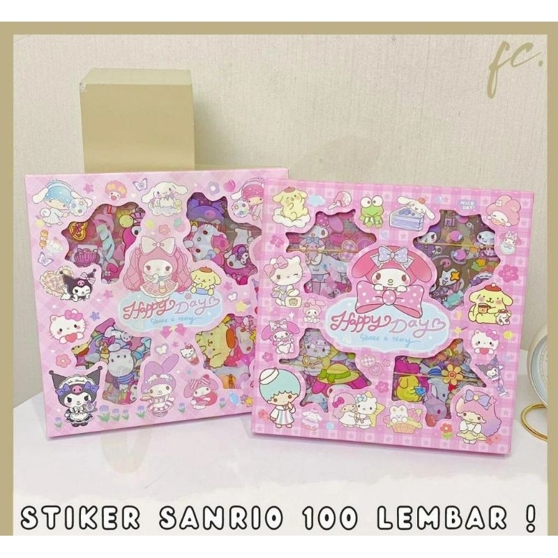 

Stiker Sanrio Characters Melody Kuromi Isi 100 pcs / Box