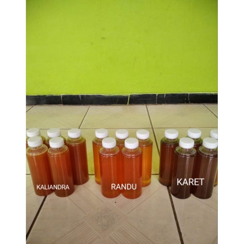 

madu randu, kaliandra, karet kemasan 350ml..100% murni langsung dari peternak