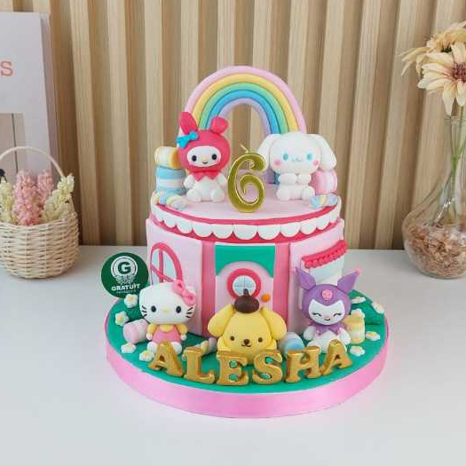 

CAKE TEMA SANRIO UK 15CM / KUE ULANG TAHUN CUSTOME