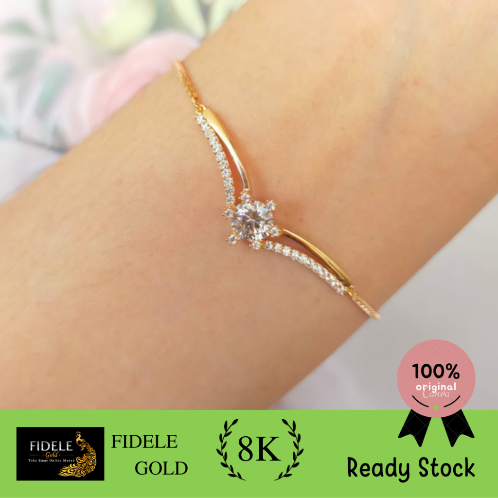 Gelang wanita lotus gold gelang soliter gelang serut hati 8k 375