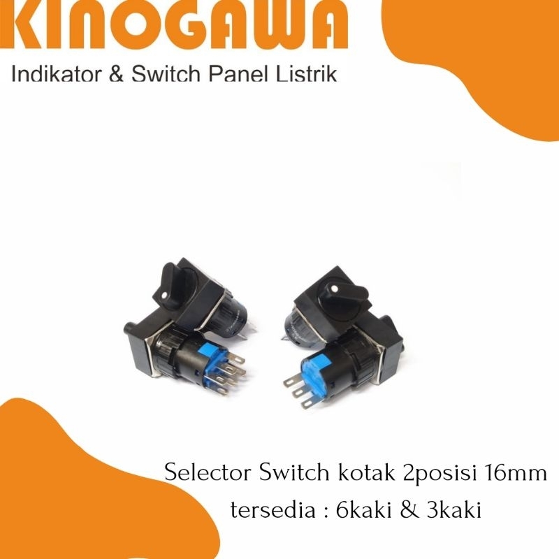 KINOGAWA Selector Switch Kotak 16mm 2 Posisi Saklar Putar Selector Ohm Saklar Panel Mesin Otomatis