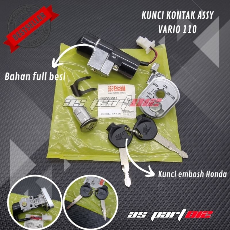 KUNCI KONTAK KOMPLIT VARIO 110 LAMA KARBU SET KUNCI JOK ANAK KUNCI EMBOSH HONDA