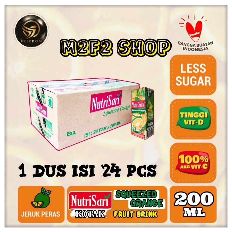 Juice Nutrisari Squeezed Orange | Jeruk Peras Kotak - 200 ml (Kemasan Karton)