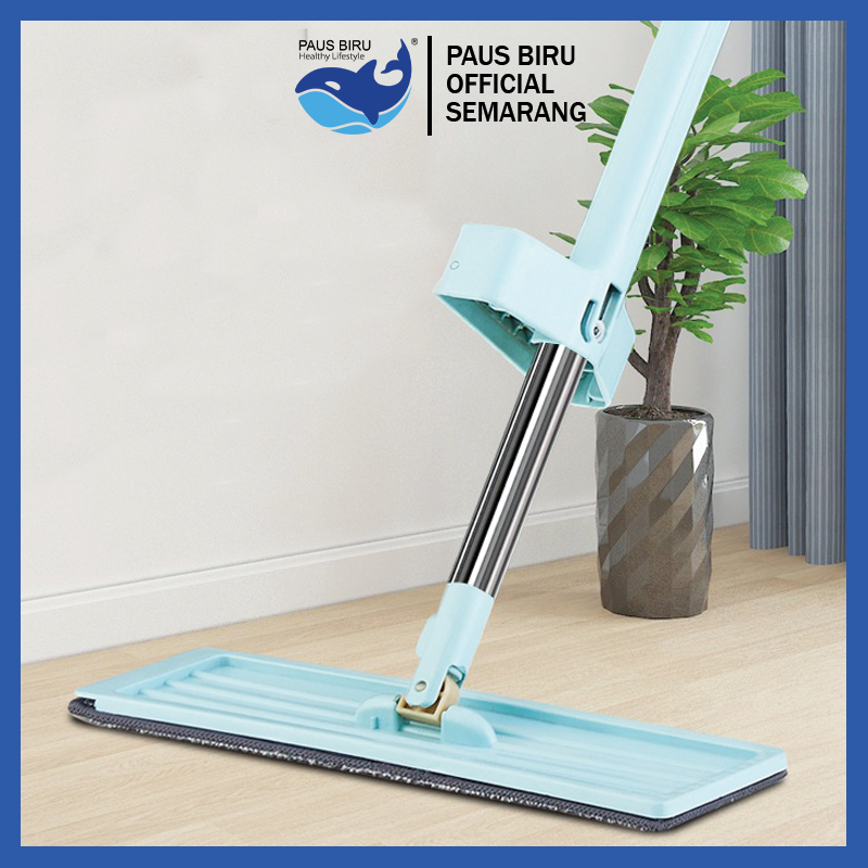 Paus Biru - Alat Pel Lantai Ultra Mop Acline - Pel Lantai Tarik Handle Free - Flat Mop Lantai Microf