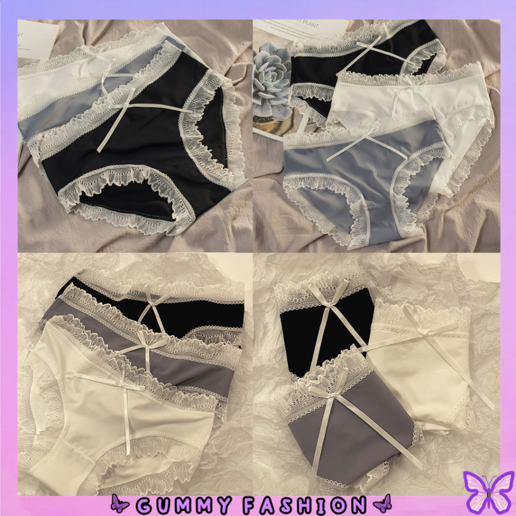 •GUMMY• CD1497 Celana Dalam Transparan Polos CD Seamles Pita Renda Underwear CD Motif Underwear Sexy