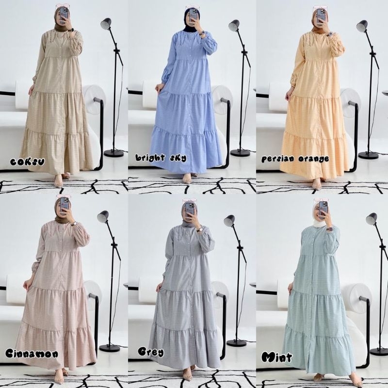 Ready AZALEANA Dress Bordir Gagil by Ova Gamis Muslim Original