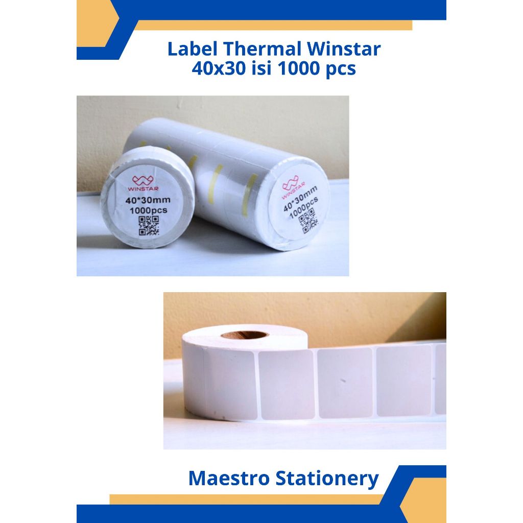

Label Sticker Thermal 40x30 1 Line isi 1000 Stiker Barcode 40x30 Core 1 Inch