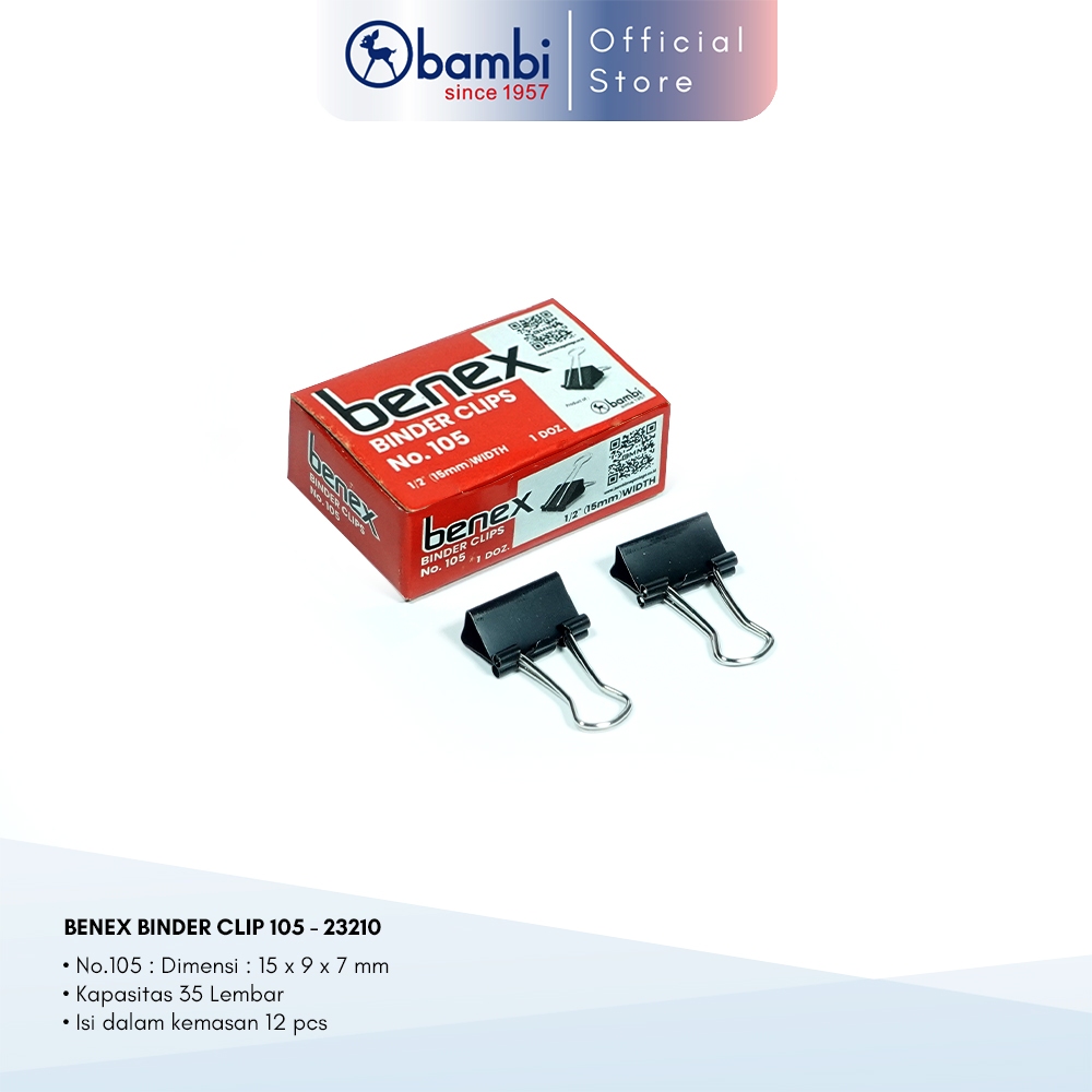 

Benex Binder Clip Benex 15 mm Small Size Edisi Paper Clip & Penjepit Kertas No 105 Original