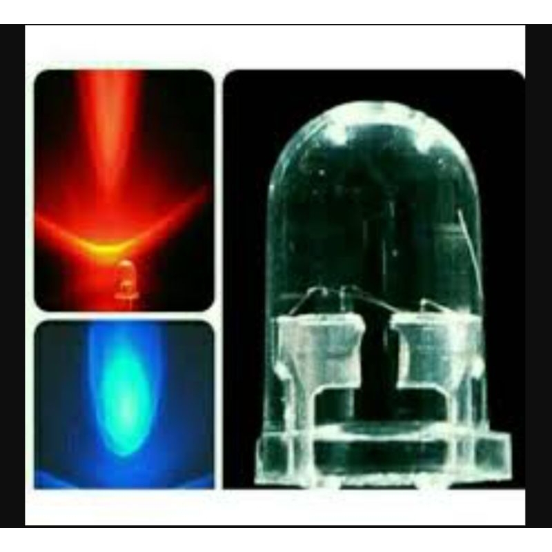 HARGA 10 PCS Lampu LED 5MM 2W 2 Warna Kedip Merah Biru 3v