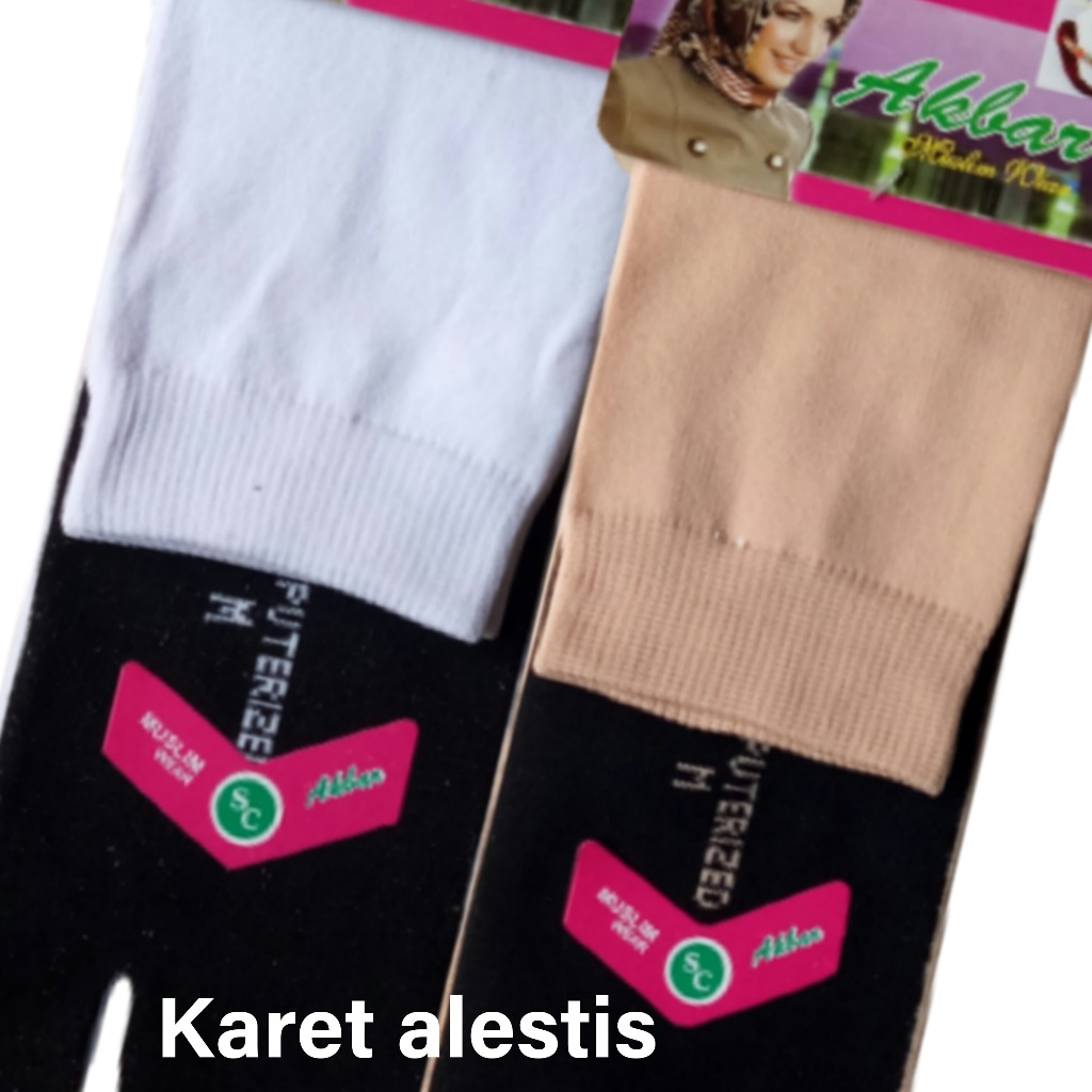 Kaos Kaki Jempol Wanita Muslimah Panjang Warna Kulit Hitam Putih polos Bahan Nilon Tebal