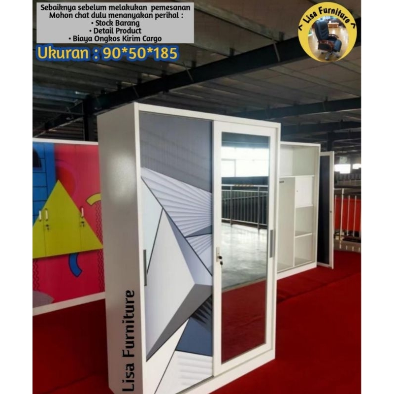 Lemari Besi Pakaian kaca|Lemari Besi Pakaian Sliding|Lemari besi pakaian 3 pintu|Lemari besi pakaian
