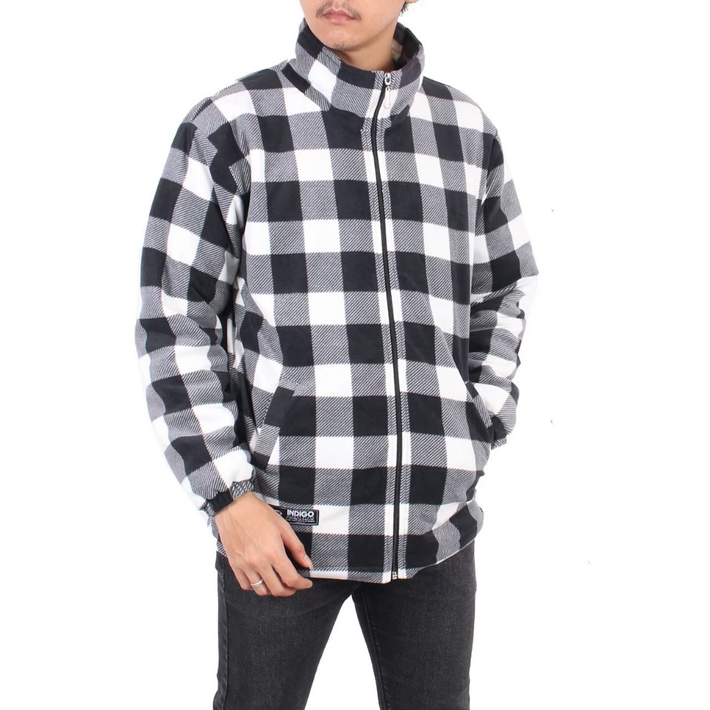 JAKET HARRINGTON BULU TEBAL POLAR 01 - JAKET PLAID SHIRT - JAKET TARTAN PRIA - JAKET KOTAK KOTAK - J