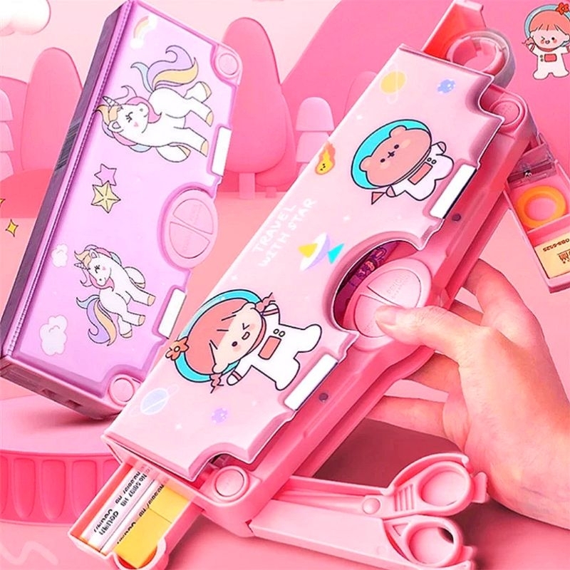 

(Premium) Tempat Kotak pensil Multipurpose Pencil Case Pencil Unique Stationery Set Back to School Gift Set for Kids