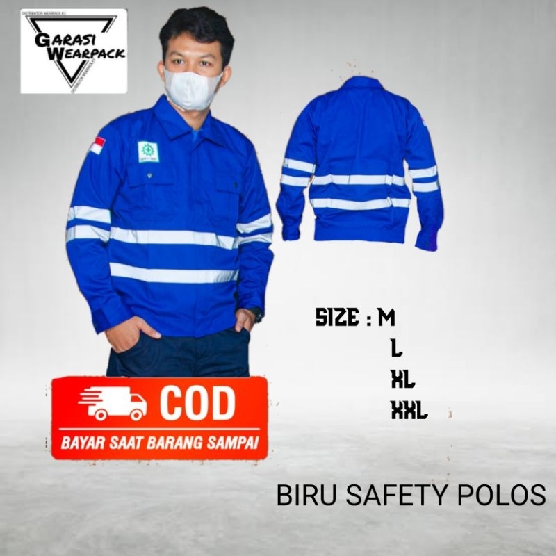 WEARPACK SAFETY/ BAJU SAFETY K3 WARNA BIRU POLOS