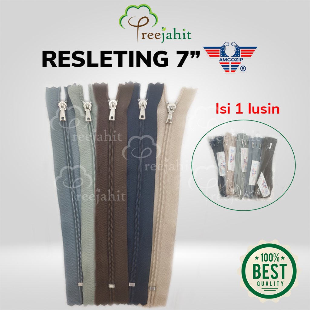 Resleting Celana Rok Dompet 7 inch 17,8 cm Merk AMCO per lusin