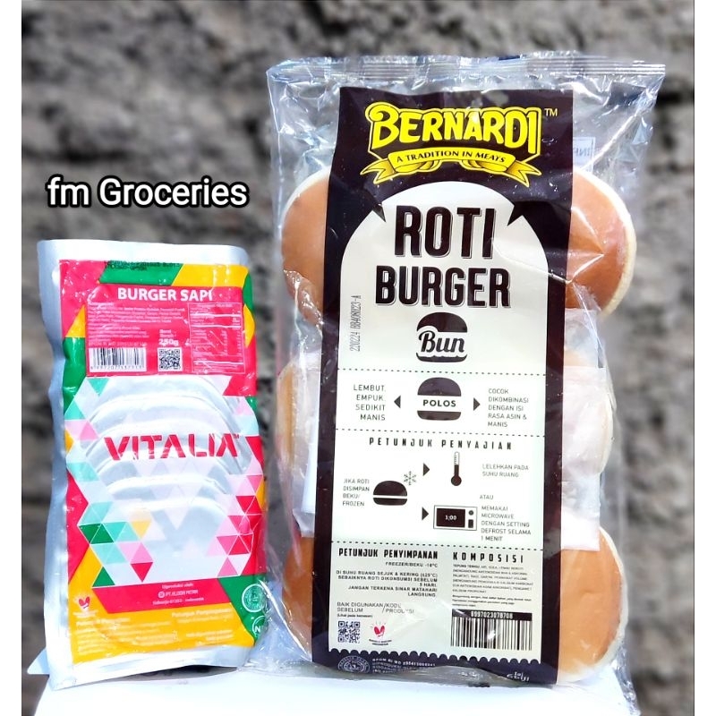 

Paket Roti Burger polos Bernardi & Vitalia Burger Sapi