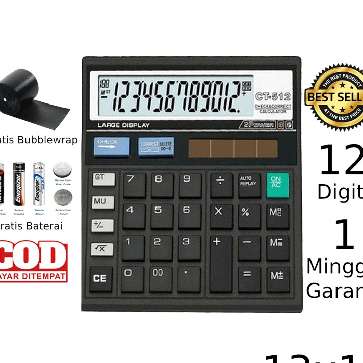 

Terkini Kalkulator CITIZEN CT 512 12 Digit - Calculator Check Dual 2 Power Ready