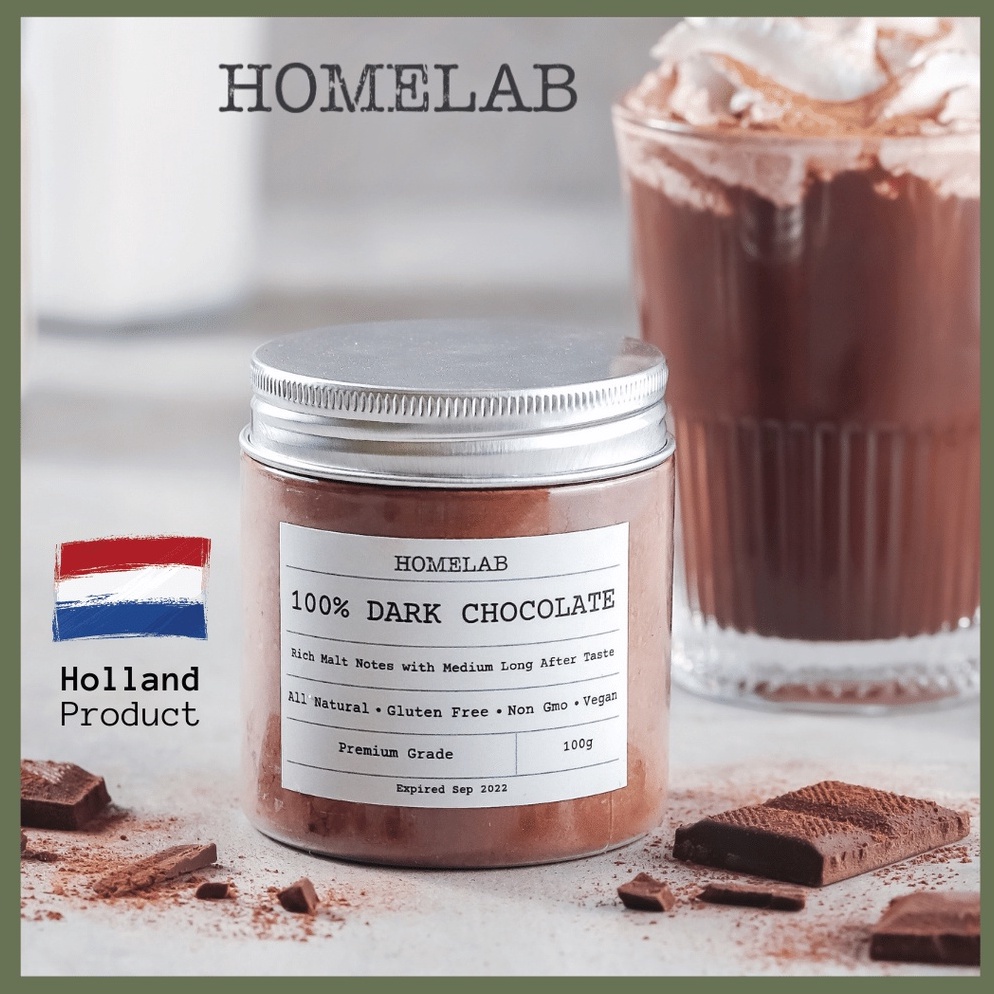 

Homelab 100% Dark Chocolate Powder / Bubuk Coklat Asli Premium 100G 88