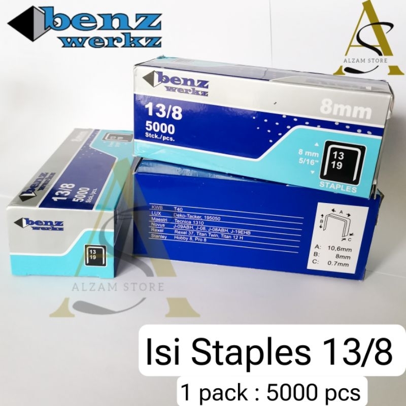 

Isi Staples Manual / Staples Tembak Guntacker Merek BENZ WERKZ / RAPIDE Original Uk. 13/8mm (8mm)