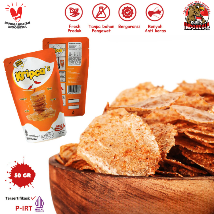 

Keripik Kaca Kripca Pedas Spicy Cemilan Kekinian Merk Geli Chips