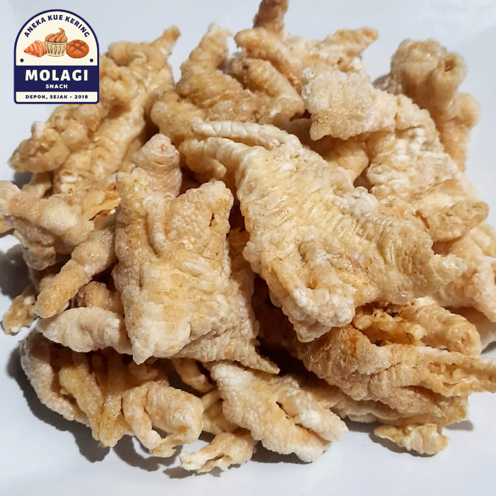 

Keripik Ceker Ayam / Kripik Ceker Crispy (Non Tepung) 100 Gram - Molagi Snack