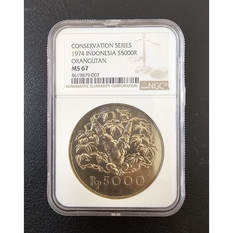 Koin perak 5000 rp 1974 seri WWF NGC MS 67