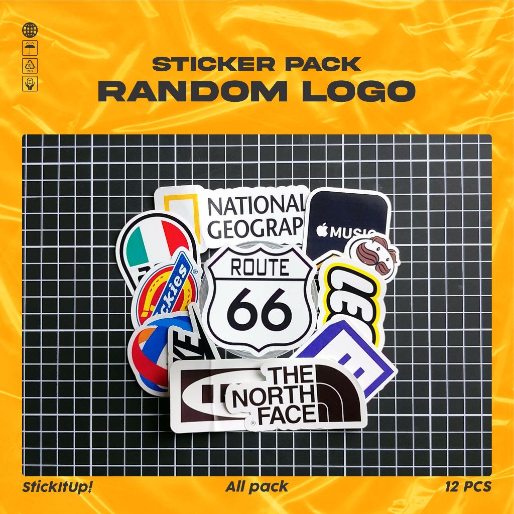 Stiker Pack Motif Logo Keren Untuk Koper Laptop Skateboard