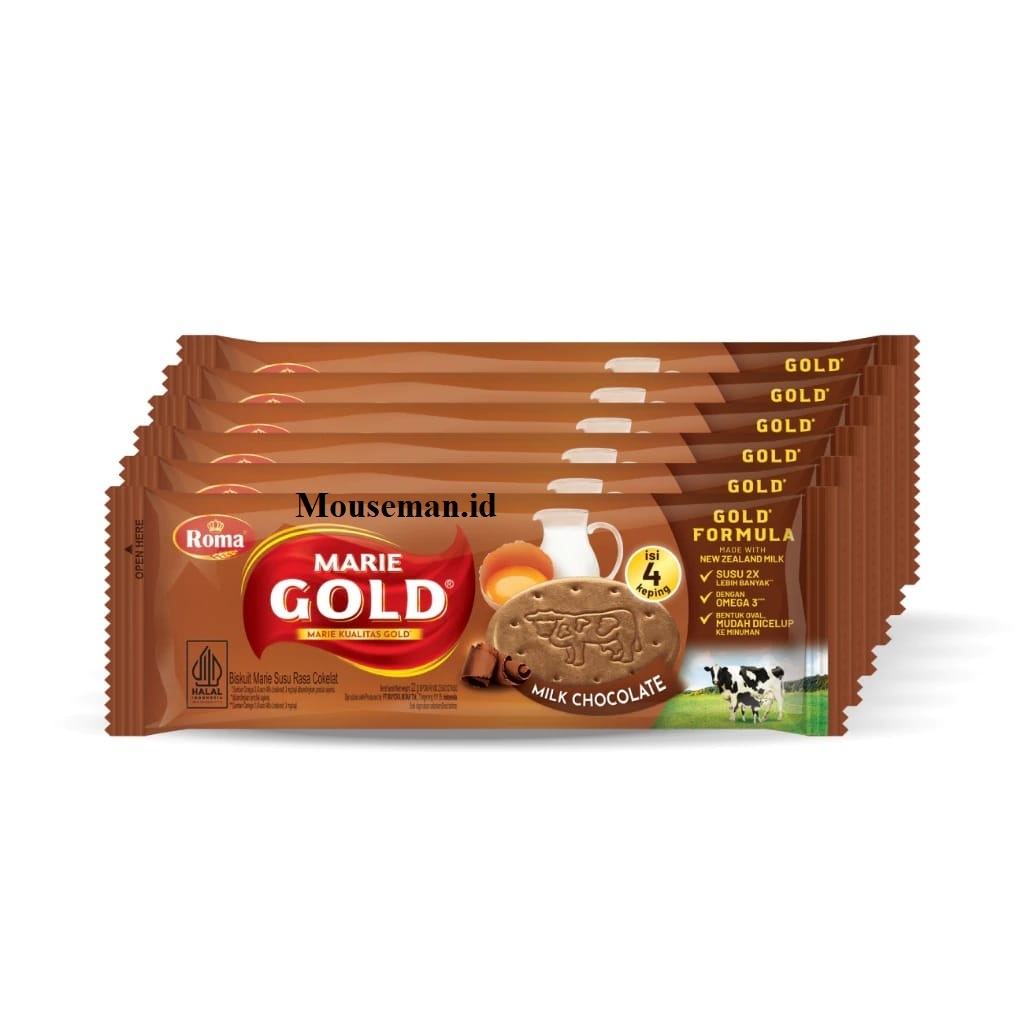 

Roma Biskuit Marie Gold Susu Rasa Cokelat Biscuits Milk Chocolate isi 4 keping 22gr