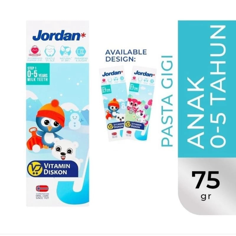 Jordan ToothPaste Step 1 Mild Strawberry & Lyche 0 - 5 Tahun & 6 - 12 Tahun / jordan pasta